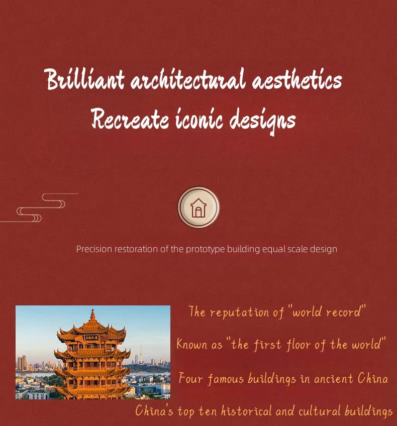 [318+ Pcs] Yellow Crane Tower Building Blocks – DIY Historic Toy Set 🏯