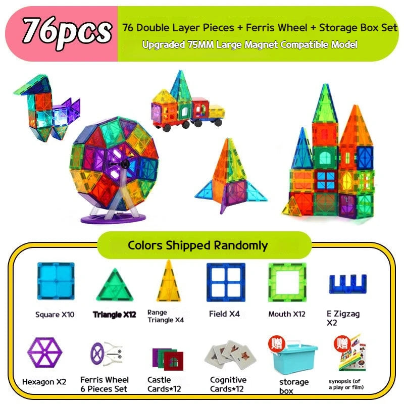 BuildBright Magnetic STEM Tiles for Kids' Creative Construction Play
