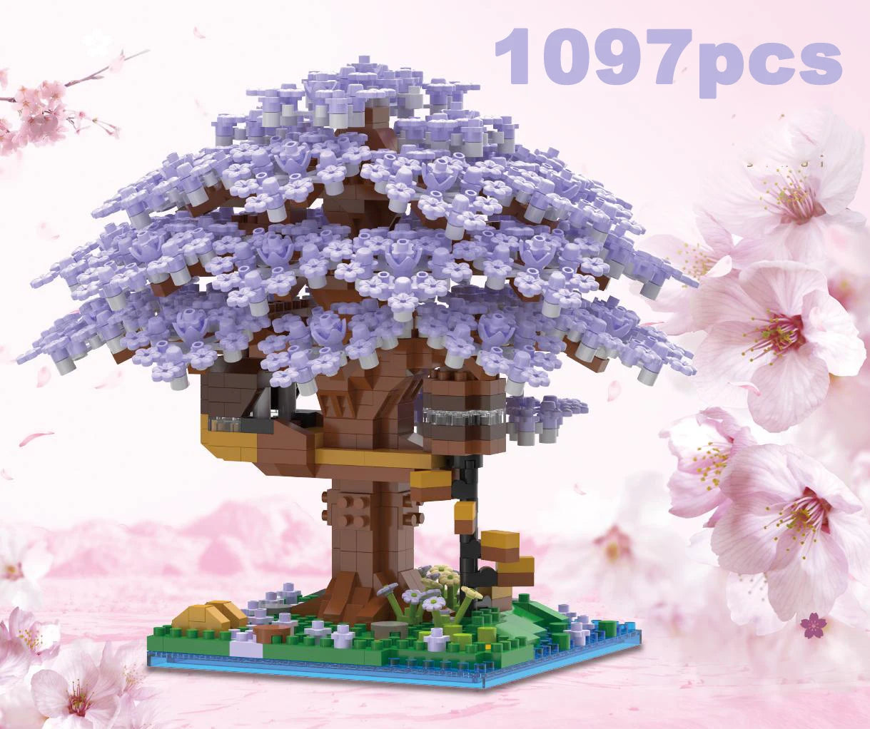 [Mini] Pink Cherry Tree House Micro Blocks – DIY Building Kit for Kids 🌸