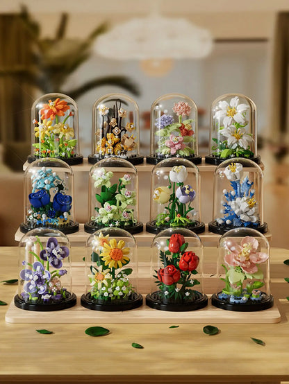 Completed DIY block bouquet displayed in a vase – alternative to real flowers