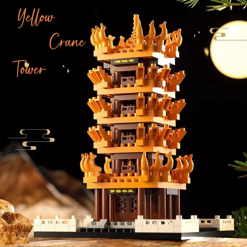 [318+ Pcs] Yellow Crane Tower Building Blocks – DIY Historic Toy Set 🏯