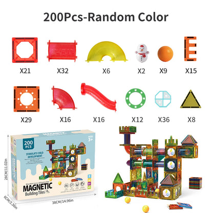 MarbleMaze™ Magnetic Marble Run Tiles – 45-200 PCS STEM Building Set for Kids
