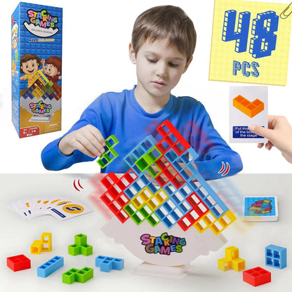 Child building a 3D structure with interlocking tetra blocks