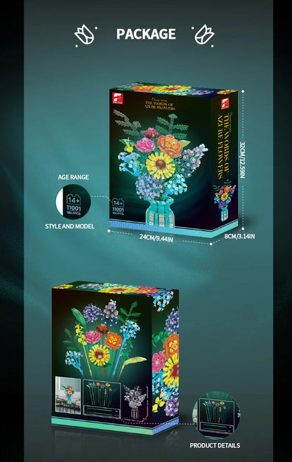 1009PCS Sunflower Building Blocks | Creative Floral DIY Gift Set