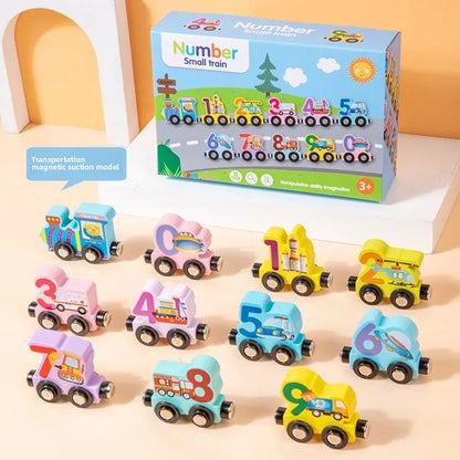 TrainBright Montessori Magnetic Wooden Train Set – Learn Colours & Numbers Through Play