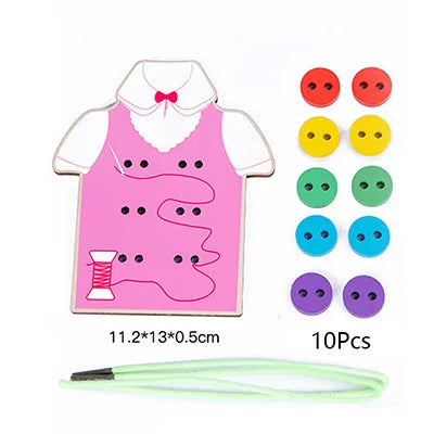 Montessori Life Skills Board – Toddler Dressing and Threading Toy