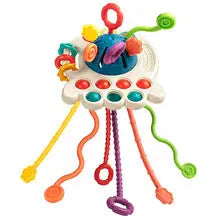 Baby Sensory Teething Chew Toy – Montessori Push & Pull Motor Skill Toy