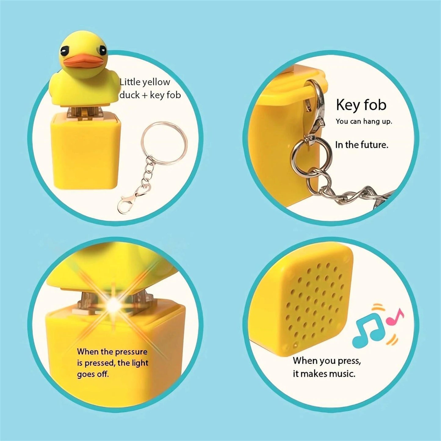 [2025] LED Quacking Duck Fidget Toy – Fun Light-Up Stress Relief Keychain