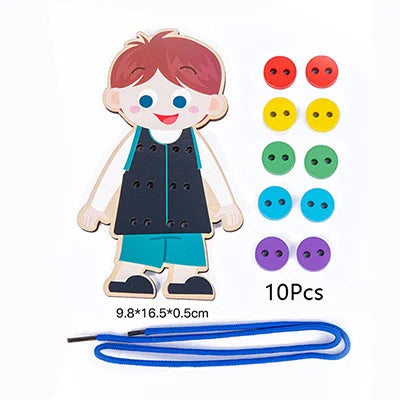 Montessori Life Skills Board – Toddler Dressing and Threading Toy