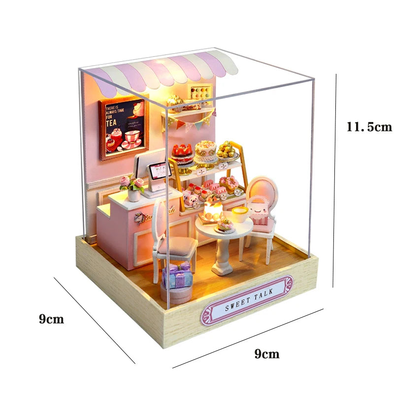 DIY 3D Wooden Cafe Puzzle - Coffee House Model Kit for Kids