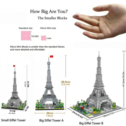 Mini Eiffel Tower Building Blocks Set with LED Light – Paris Model Kit