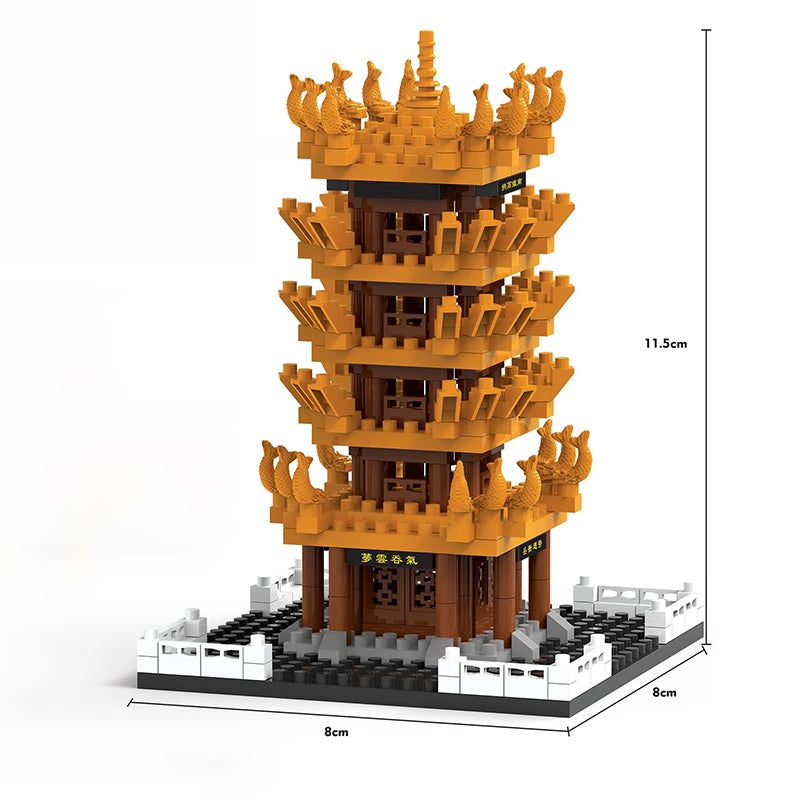 [318+ Pcs] Yellow Crane Tower Building Blocks – DIY Historic Toy Set 🏯