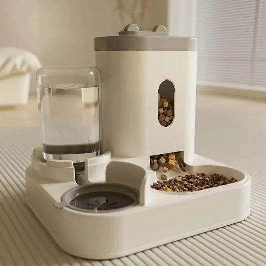 Automatic cat and dog feeder with water dispenser for busy pet owners

