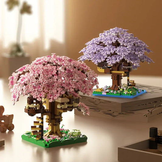 Completed pink cherry tree house model on display