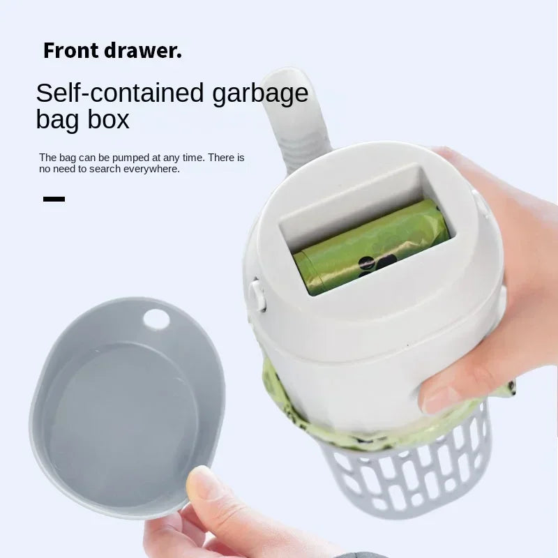 Pet parent using CleanMate™ scoop to bag cat waste without touching it