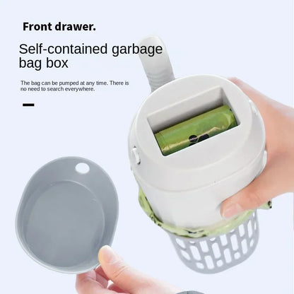 Pet parent using CleanMate™ scoop to bag cat waste without touching it