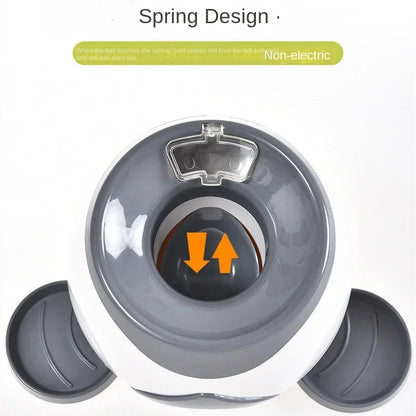 Dog brain training toy with tennis ball food dispenser