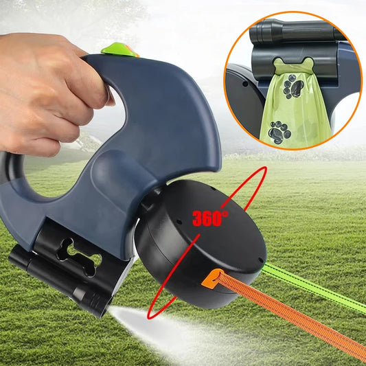 Dual retractable leash for two dogs with 360° tangle-free swivel