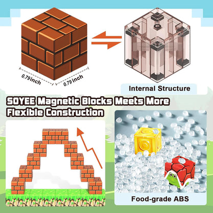 Magnetic building blocks toy set for kids to build STEM learning skills.
