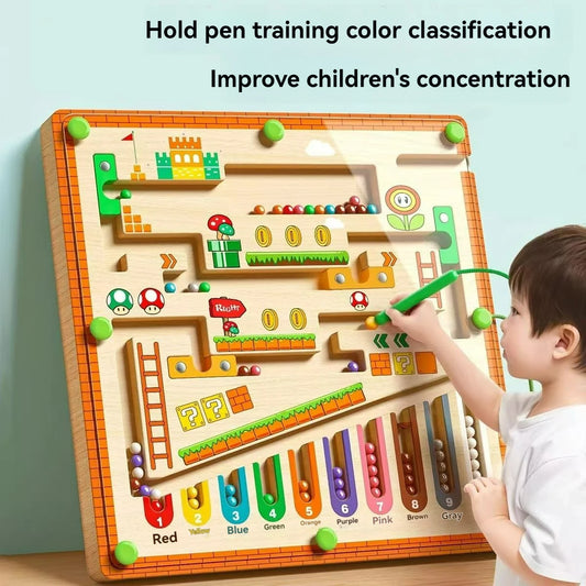 Magnetic maze walking ball toy for toddler fine motor training.

