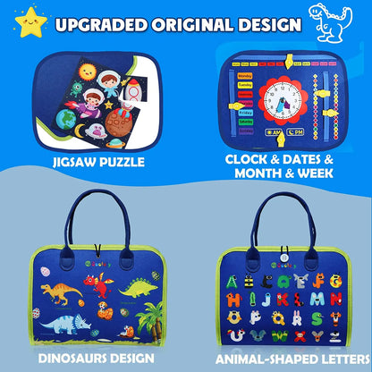 Lightweight, durable busy board designed for neurodivergent toddlers aged 1 to 4 years.