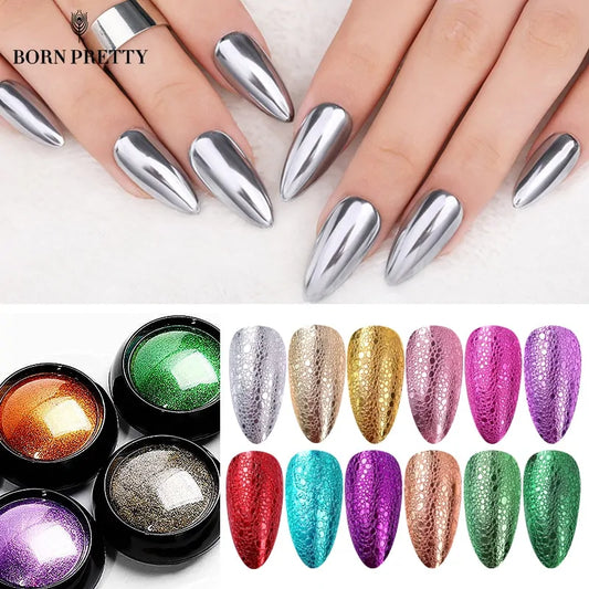 Metallic Mirror Nail Art Pigment Powder for Stunning Chrome Effects – Easy Application