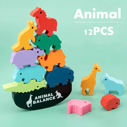 Montessori wooden stacking and nesting toy for kids’ motor skills development