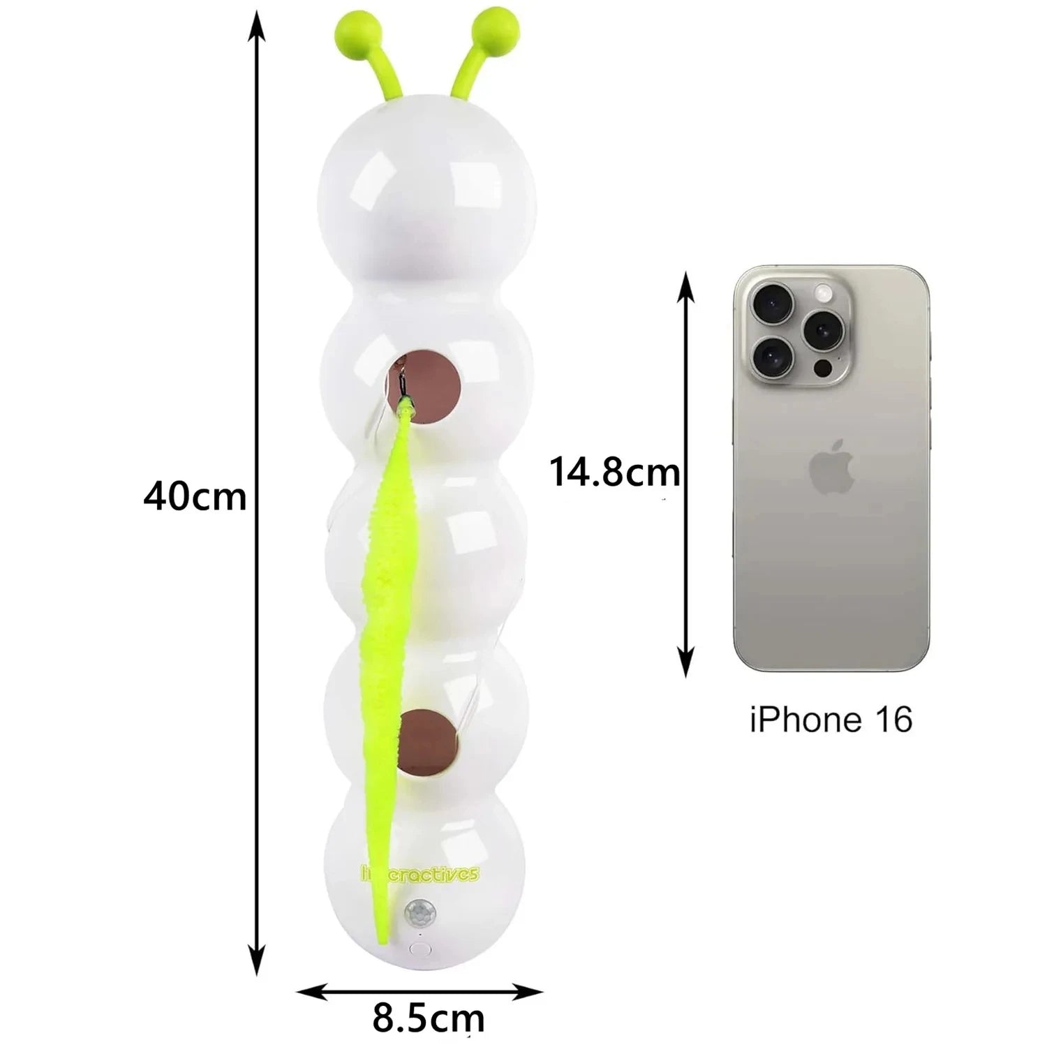 Close-up of interactive cat stick toy with suction cup and fluffy feathers